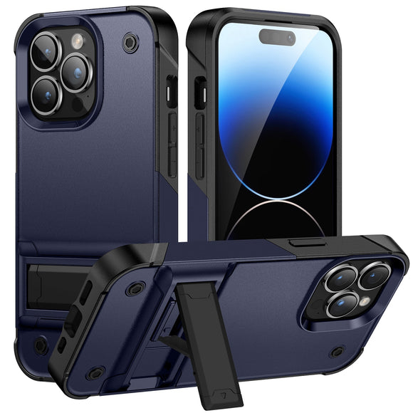 For iPhone 12 & iPhone 12 Pro Thunder Kickstand Hybrid Case Cover - Blue
