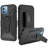 For Motorola G Stylus 5G (MultiCarrier 6.6" 16MP Camera) 2023 V 3in1 Combo Kickstand Holster Cover Case - Black