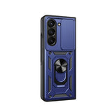 For Samsung Z Fold 7 Utter Tough Metal Ring Movable Camera Window Hybrid Case Cover - Navy blue