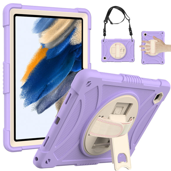 For Apple iPad Mini 6th Gen 8.3 inch (2021) Tablet Hand and Shoulder Strap with Kickstand 3in1 Tough Hybrid - Light Purple
