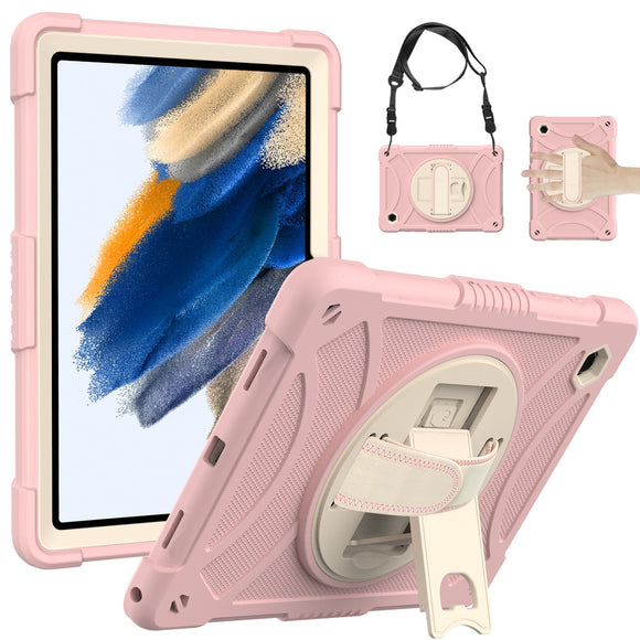 For Apple iPad Mini 6th Gen 8.3 inch (2021) Tablet Hand and Shoulder Strap with Kickstand 3in1 Tough Hybrid - Rose Gold