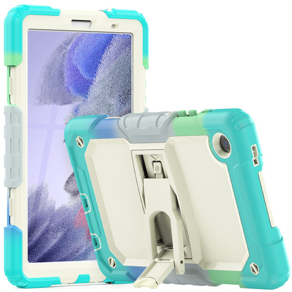 For Samsung Galaxy Tab A7 Lite 8.7 inch Heavy Duty Full Body Rugged Tablet Kickstand Case Cover - Beige/Camo Mint
