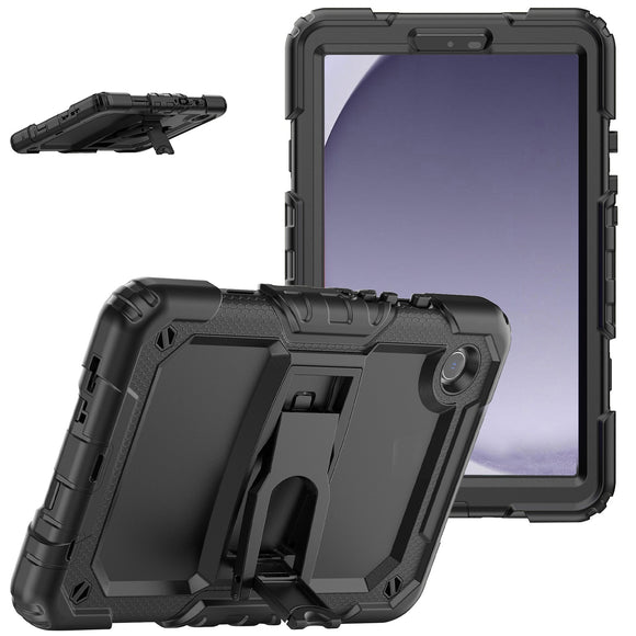 For Samsung A9 8.7inch Heavy Duty Full Body Rugged Tablet Kickstand Case Cover - Black/Black