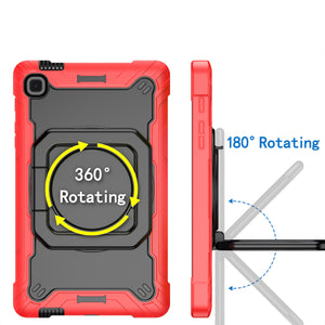 For Samsung Galaxy Tab A7 Lite 8.7 inch (T220 T225) Tablet Tough Hybrid Rotating 360 Degree Kickstand - Red+Black