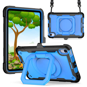 For Apple iPad Mini 6th Gen 8.3 inch (2021) Tablet Tough Hybrid Rotating 360 Degree Kickstand - Black+Blue