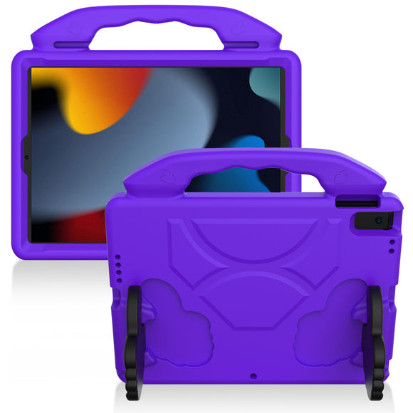 For Apple iPad 9th 8th 7th Gen 10.2 inch Thumbs Up Kickstand Shockproof Tablet Case Cover - Dark Purple