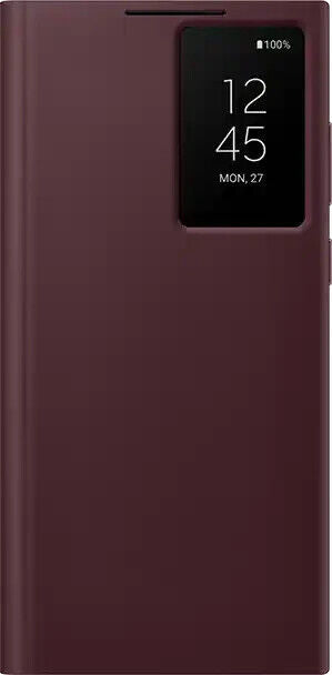 OEM Samsung S-View Flip Cover Case for Galaxy S22 Ultra - Wine Red