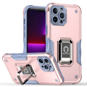 For iPhone 15 OPTIMUM Magnetic Ring Stand Hybrid Case Cover - Rose Gold