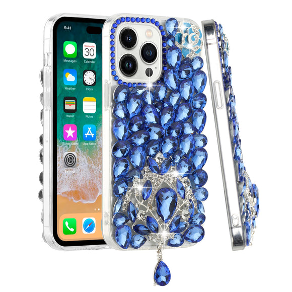 For Samsung s23 FE 5G Jewel Full Diamond Bling Case Cover - Blue