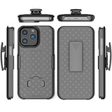 For iPhone 15 Weave Premium 3in1 Combo Holster Kickstand Case Cover - Black