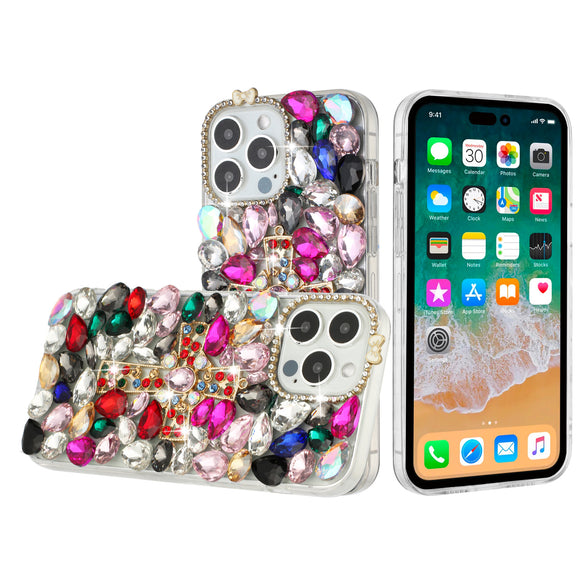 For iPhone 15 Pro Cross Full Diamond Bling Case Cover - Mult