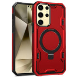 For Samsung Galaxy s24 Ultra Magnetic Ring Stand Simplistic Tough Hybrid Case Cover - Red