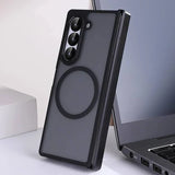 For Samsung Z Fold 7 [Magnetic Circle] Smooth Safe Matte Feel Hybrid Case - Black
