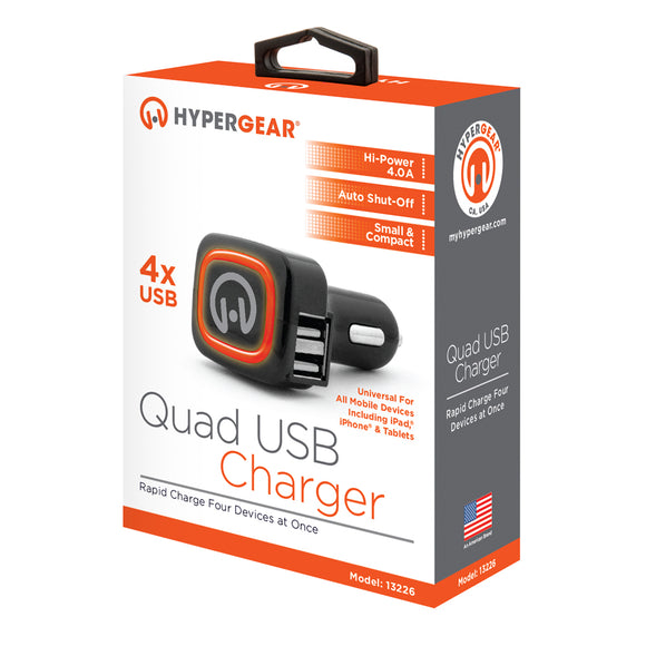 HyperGear Quad USB 4.0A Vehicle Charger - Black
