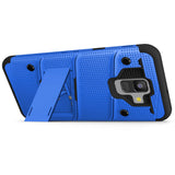 FOR SAMSUNG GALAXY A6 - ZIZO BOLT COVER WITH FULL EDGE TO EDGE TEMPERED GLASS SCREEN PROTECTOR, HOLSTER, KICKSTAND, LANYARD-BLUE & BLACK