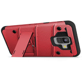 FOR SAMSUNG GALAXY A6 - ZIZO BOLT COVER WITH FULL EDGE TO EDGE TEMPERED GLASS SCREEN PROTECTOR, HOLSTER, KICKSTAND, LANYARD-RED & BLACK