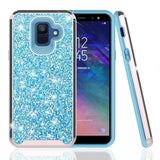 For Samsung Galaxy A6 - Rubberized Dual Layered Full Diamond Hybrid Series Case with Silicon Hybrid Cover in ZV Blister Packaging-Blue