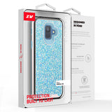 For Samsung Galaxy A6 - Rubberized Dual Layered Full Diamond Hybrid Series Case with Silicon Hybrid Cover in ZV Blister Packaging-Blue