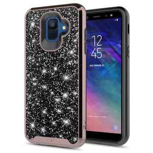 For Samsung Galaxy A6 - Rubberized Dual Layered Full Diamond Hybrid Series Case with Silicon Hybrid Cover in ZV Blister Packaging-Black