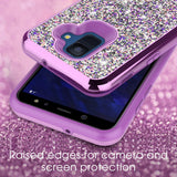 For Samsung Galaxy A6 - Rubberized Dual Layered Full Diamond Hybrid Series Case with Silicon Hybrid Cover in ZV Blister Packaging-Purple