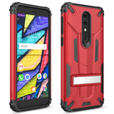 FOR ALCATEL ONYX - HYBRID TRANSFORMER CASE WITH KICKSTAND AND UV COATED PC/TPU LAYERS IN ZV BLISTER PACKAGING - RED
