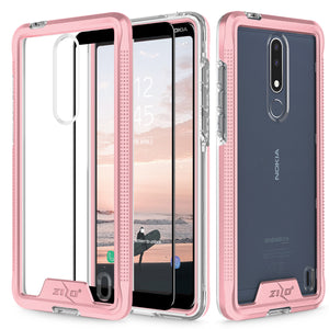 NOKIA 3.1 PLUS- ZIZO ION TRIPLE LAYERED HYBRID CASE WITH TEMPERED GLASS SCREEN PROTECTOR- ROSE GOLD