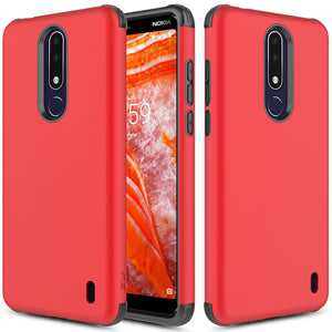 NOKIA 3.1 PLUS - SLEEK HYBRID CASE W/ DUAL LAYERED PROTECTION IN ZV BLISTER PACKAGING - (RED)
