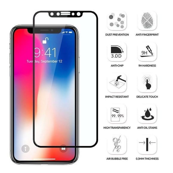 Tempered Glass Screen Protector Full Cover iPhone XR - Black Frame