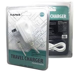KAPAS 2.1 AMP iPHONE WALL CHARGER - WHITE