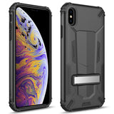 For iPhone XS Max - Hybrid Transformer Cover w/ Kickstand and UV Coated PC/TPU Layers in ZV Blister Packaging