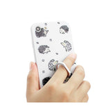 iPhone 8/ 7 Hedgehog Pattern TPU Case With Rotating Ring Stand Holder In White