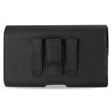 Horizontal Leather Pouch With Magnetic Clasp And Metal Logo In Black