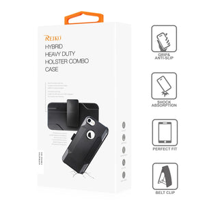 iPhone 8 SE (2021) 3-In-1 Hybrid Heavy Duty Holster Combo Case In Black