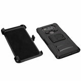 LG V30 Belt Clip Holster Combo Cell Phone Case With Kick Stand Cover Black