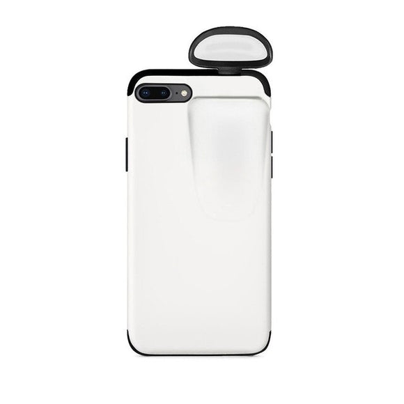 For Apple iPhone 7 8 Plus Cover For AirPods Earphone Holder Hard Case - White