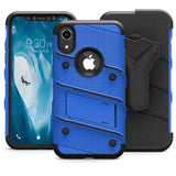 iPhone XR - BOLT Case with Built In Kickstand Holster and Tempered Glass Screen Protector