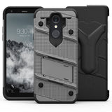 For LG Q7+ - BOLT Case with Built In Kickstand Holster and Tempered Glass Screen Protector LG Q7 Plus