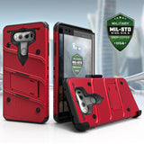 LG V30 ThinQ 5G Case, Zizo Bolt Series with Built-in Kickstand and Holster - RED