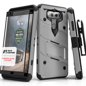 LG V30 ThinQ 5G Case, Zizo Bolt Series with Built-in Kickstand and Holster - GRAY