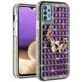 For Samsung A32 5G Trendy Fashion Design Hybrid Case Cover - Butterfly Floral on Purple