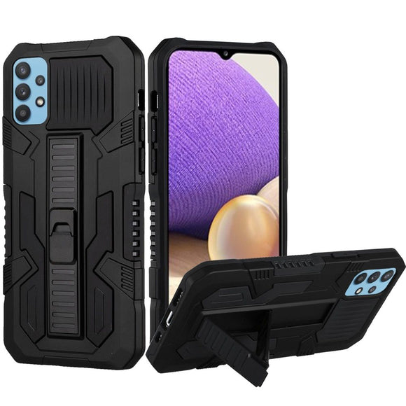For Samsung A32 5G Rocker Kickstand Tough Shockproof Hybrid Case Cover - Black