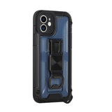 iPhone 13 Pro Max Opener Metal Magnetic Kickstand Hybrid Case Cover - Dark Blue