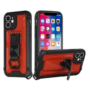 iPhone 13 Pro Max Opener Metal Magnetic Kickstand Hybrid Case Cover - Red