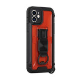 iPhone 13 Pro Max Opener Metal Magnetic Kickstand Hybrid Case Cover - Red