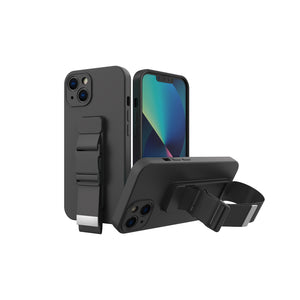 iPhone 13 Pro Max All Purpose Thick TPU with Adjustable Strap for Wrist Waist Case Cover - Black