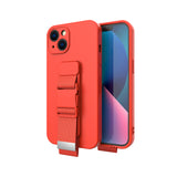 iPhone 13 Pro Max All Purpose Thick TPU with Adjustable Strap for Wrist Waist Case Cover - Red