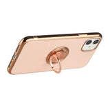 iPhone 13 Pro Max Electroplated TPU with Metal Ring Stand Case Cover - Rose Gold