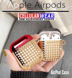 Apple Airpod Spot diamond electroplated case -- Red/Gold