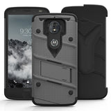 For motorola moto e5 Cruise - BOLT Cover w/ Kickstand, Holster, Tempered Glass Screen Protector, Lanyard compatible with moto e5 Play