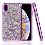 For iPhone XS Max - Rubberized Dual Layered Full Diamond Hybrid Series Case with Silicon Hybrid Cover in ZV
